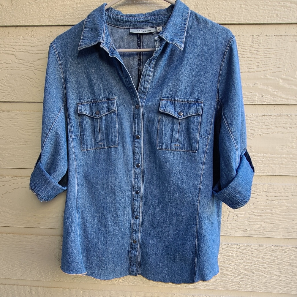 Nexx New York Roll Tab Denim Chambray Snap Shirt